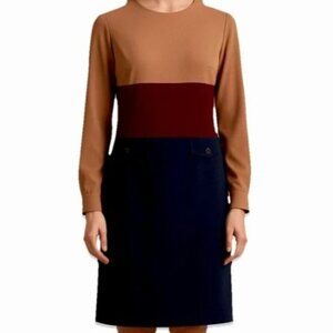 NWT Vintage Pat Argenti 100% Silk Sheath Dress Lined Black Brown Burgundy